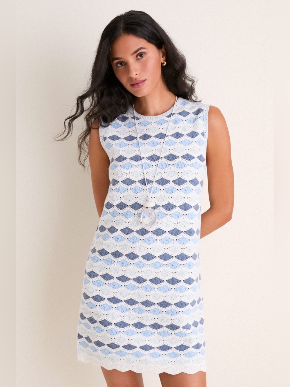 Tuckernuck Sea Glass Crochet Evelyn Shift Dress Size XS NWT